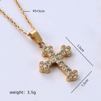 Stainless Steel Simple Style Plating Inlay Cross Zircon Pendant Necklace sku image 4