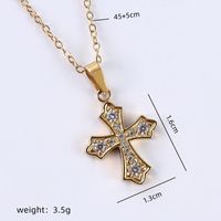 Stainless Steel Simple Style Plating Inlay Cross Zircon Pendant Necklace sku image 2