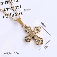 Stainless Steel Simple Style Plating Inlay Cross Zircon Pendant Necklace main image 9