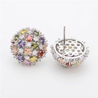 1 Pair Simple Style Shiny Ball Plating Inlay Copper Zircon White Gold Plated Ear Studs main image 5