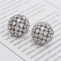 1 Pair Simple Style Shiny Ball Plating Inlay Copper Zircon White Gold Plated Ear Studs main image 4