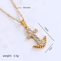 Stainless Steel Simple Style Plating Inlay Cross Zircon Pendant Necklace sku image 1