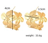 1 Pair Vintage Style Simple Style Water Droplets Solid Color Flower Plating Copper 18k Gold Plated Earrings main image 4