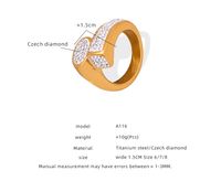 Casual Elegant Simple Style Solid Color Titanium Steel Asymmetrical Plating Inlay Artificial Diamond 18k Gold Plated Rings main image 2