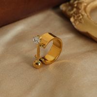 Casual Elegant Simple Style Solid Color Titanium Steel Plating Inlay Zircon 18k Gold Plated Rings main image 9