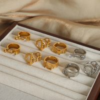 Casual Elegant Simple Style Solid Color Titanium Steel Plating Inlay Zircon 18k Gold Plated Rings main image 7