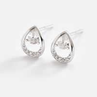 1 Pair Simple Style Oval Water Droplets Crown Sterling Silver Earrings main image 9