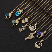 Simple Style Commute Starfish Copper Inlay Zircon Pendant Necklace main image 3