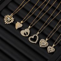 Simple Style Heart Shape Copper Inlay Zircon Pendant Necklace main image 3