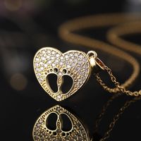 Simple Style Heart Shape Copper Inlay Zircon Pendant Necklace sku image 4