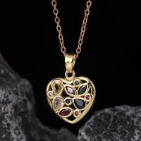 Simple Style Heart Shape Copper Inlay Zircon Pendant Necklace sku image 8