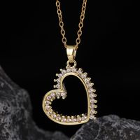 Simple Style Heart Shape Copper Inlay Zircon Pendant Necklace sku image 1