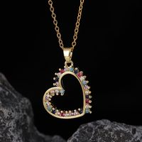 Simple Style Heart Shape Copper Inlay Zircon Pendant Necklace sku image 5