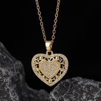 Simple Style Heart Shape Copper Inlay Zircon Pendant Necklace sku image 2