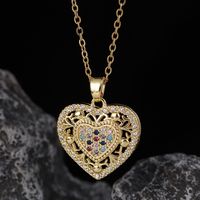 Simple Style Heart Shape Copper Inlay Zircon Pendant Necklace sku image 3