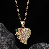 Simple Style Heart Shape Copper Inlay Zircon Pendant Necklace sku image 11