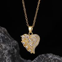 Simple Style Heart Shape Copper Inlay Zircon Pendant Necklace sku image 9