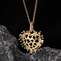 Simple Style Heart Shape Copper Inlay Zircon Pendant Necklace sku image 12