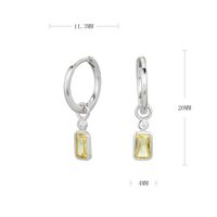 1 Pair Simple Style Square Inlay Sterling Silver Gem Drop Earrings sku image 1
