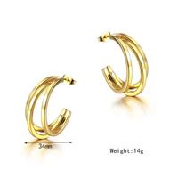 1 Pair Classic Style C Shape Plating Titanium Steel Gold Plated Ear Studs main image 2