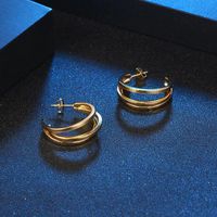 1 Pair Classic Style C Shape Plating Titanium Steel Gold Plated Ear Studs main image 4