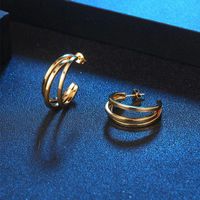 1 Pair Classic Style C Shape Plating Titanium Steel Gold Plated Ear Studs main image 5