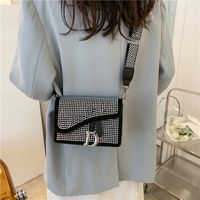 Women's Small Pu Leather Solid Color Streetwear Rhinestone Square Magnetic Buckle Crossbody Bag main image 4