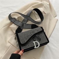 Women's Small Pu Leather Solid Color Streetwear Rhinestone Square Magnetic Buckle Crossbody Bag sku image 3