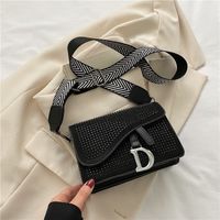 Women's Small Pu Leather Solid Color Streetwear Rhinestone Square Magnetic Buckle Crossbody Bag sku image 2