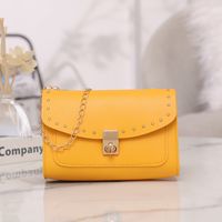 Women's Small Pu Leather Solid Color Fashion Square Flip Cover Crossbody Bag sku image 2