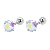 Simple Style Round Heart Shape Stainless Steel Inlay Artificial Diamond Ear Studs 1 Pair sku image 2