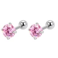 Simple Style Round Heart Shape Stainless Steel Inlay Artificial Diamond Ear Studs 1 Pair sku image 4