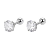 Simple Style Round Heart Shape Stainless Steel Inlay Artificial Diamond Ear Studs 1 Pair sku image 6