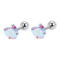 Simple Style Round Heart Shape Stainless Steel Inlay Artificial Diamond Ear Studs 1 Pair sku image 12