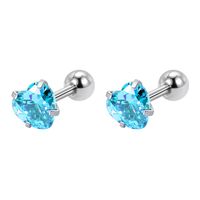 Simple Style Round Heart Shape Stainless Steel Inlay Artificial Diamond Ear Studs 1 Pair sku image 13