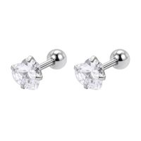 Simple Style Round Heart Shape Stainless Steel Inlay Artificial Diamond Ear Studs 1 Pair sku image 11