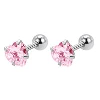 Simple Style Round Heart Shape Stainless Steel Inlay Artificial Diamond Ear Studs 1 Pair sku image 31