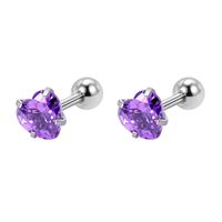 Simple Style Round Heart Shape Stainless Steel Inlay Artificial Diamond Ear Studs 1 Pair sku image 32