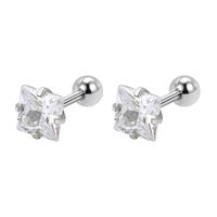 Simple Style Round Heart Shape Stainless Steel Inlay Artificial Diamond Ear Studs 1 Pair sku image 16