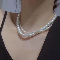 Elegant Geometrisch Künstliche Perle Perlen Frau Geschichtete Halskette main image 3