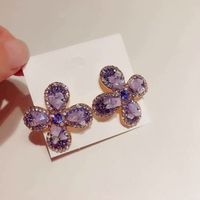 1 Pair Exaggerated Flower Alloy Plating Artificial Gemstones Women's Ear Studs main image 4
