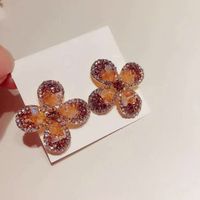 1 Pair Exaggerated Flower Alloy Plating Artificial Gemstones Women's Ear Studs sku image 1