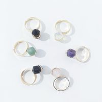 Simple Style Oval Crystal Patchwork Open Ring 1 Piece main image 4
