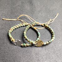 Ethnic Style Geometric Leaf Turquoise Jade Line Titanium Steel Bracelets 1 Piece main image 5
