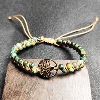 Ethnic Style Geometric Leaf Turquoise Jade Line Titanium Steel Bracelets 1 Piece sku image 1