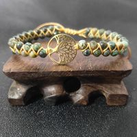 Ethnic Style Geometric Leaf Turquoise Jade Line Titanium Steel Bracelets 1 Piece main image 3