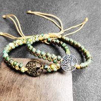 Ethnic Style Geometric Leaf Turquoise Jade Line Titanium Steel Bracelets 1 Piece main image 2