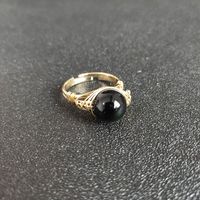 Ethnic Style Round Agate Inlay Zircon Open Ring 1 Piece main image 4