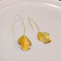 Wholesale Jewelry 1 Pair Vintage Style Ginkgo Leaf Metal Gold Plated Drop Earrings main image 1