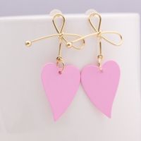 1 Pair Fashion Heart Shape Bow Knot Alloy Plating Women's Drop Earrings sku image 5